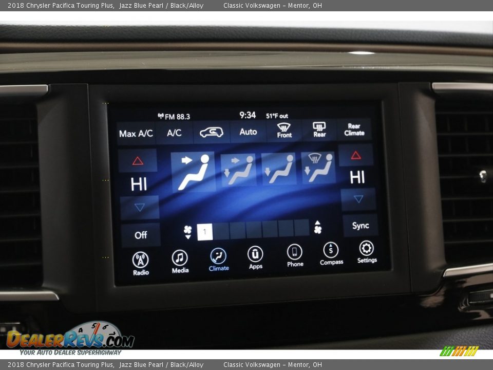 2018 Chrysler Pacifica Touring Plus Jazz Blue Pearl / Black/Alloy Photo #11