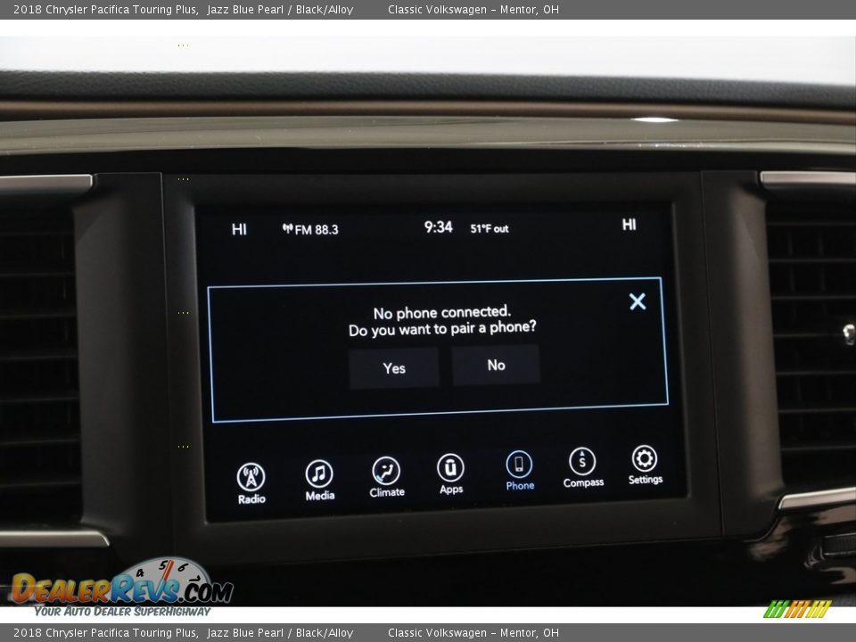 2018 Chrysler Pacifica Touring Plus Jazz Blue Pearl / Black/Alloy Photo #12