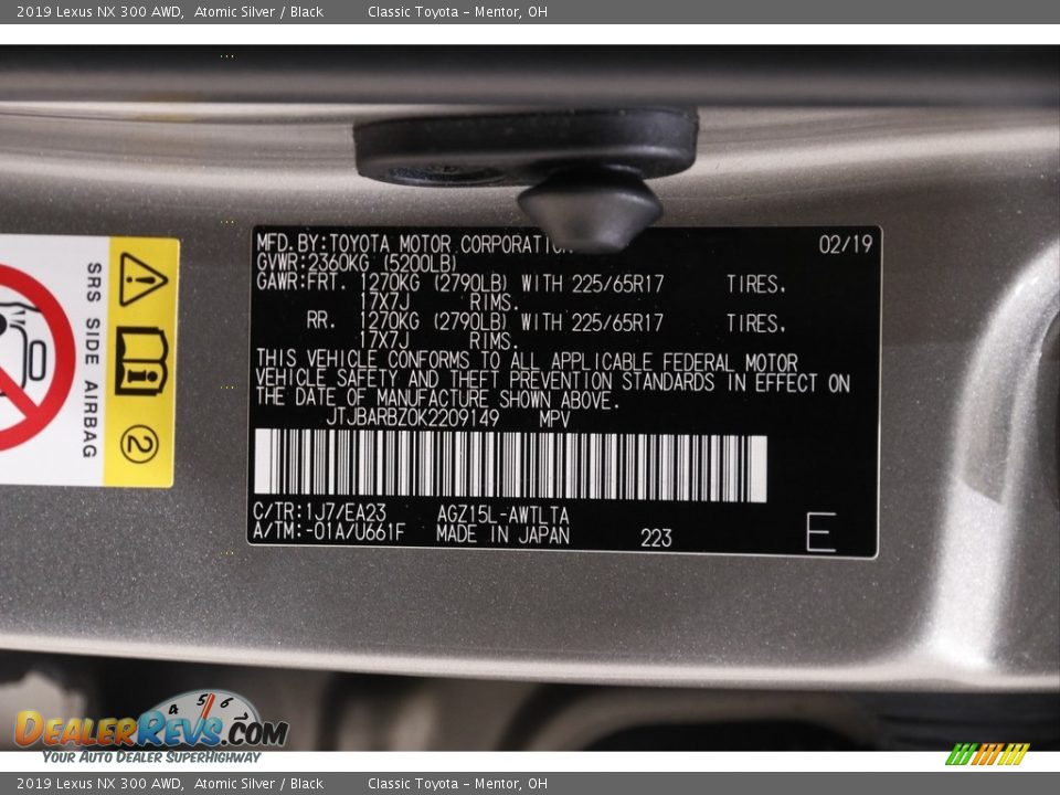 2019 Lexus NX 300 AWD Atomic Silver / Black Photo #19