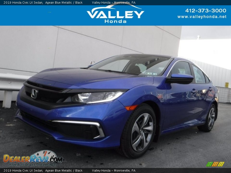 2019 Honda Civic LX Sedan Agean Blue Metallic / Black Photo #1