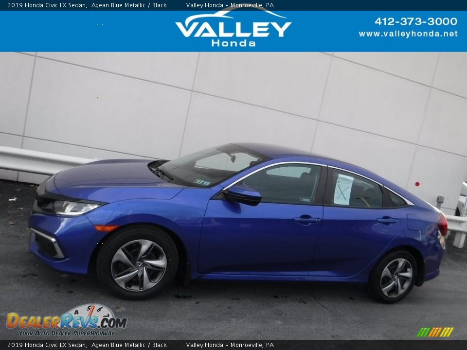 2019 Honda Civic LX Sedan Agean Blue Metallic / Black Photo #2