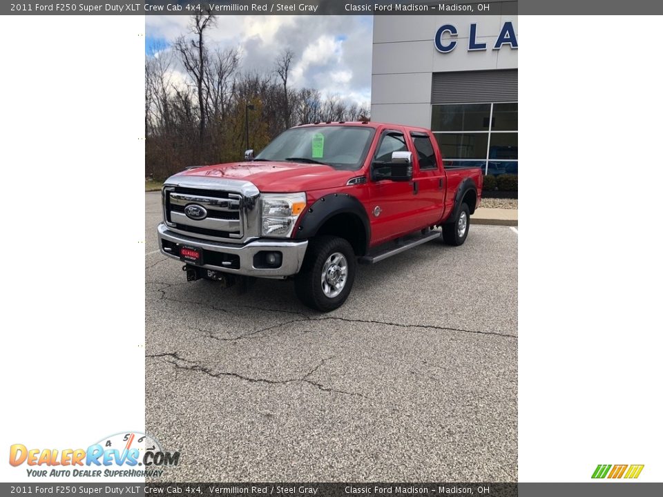 2011 Ford F250 Super Duty XLT Crew Cab 4x4 Vermillion Red / Steel Gray Photo #1