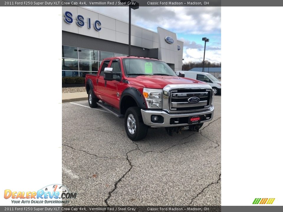 2011 Ford F250 Super Duty XLT Crew Cab 4x4 Vermillion Red / Steel Gray Photo #3