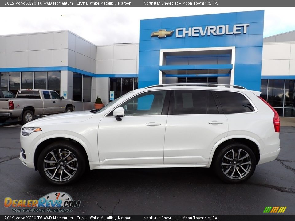 2019 Volvo XC90 T6 AWD Momentum Crystal White Metallic / Maroon Photo #3