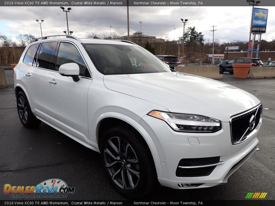 2019 Volvo XC90 T6 AWD Momentum Crystal White Metallic / Maroon Photo #10