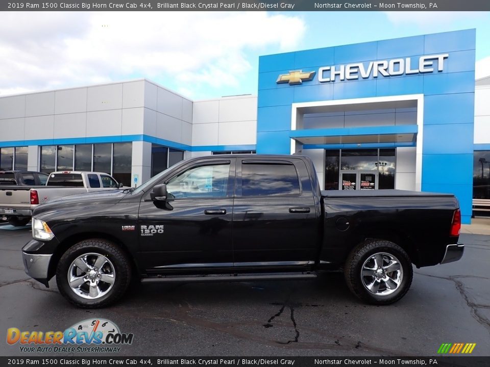 2019 Ram 1500 Classic Big Horn Crew Cab 4x4 Brilliant Black Crystal Pearl / Black/Diesel Gray Photo #3