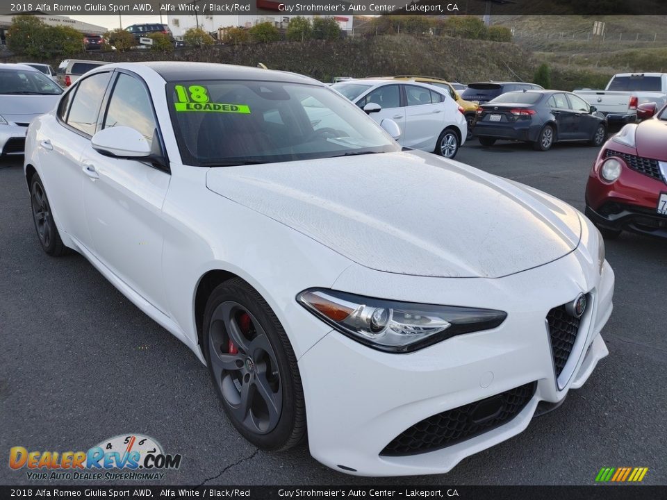 2018 Alfa Romeo Giulia Sport AWD Alfa White / Black/Red Photo #1