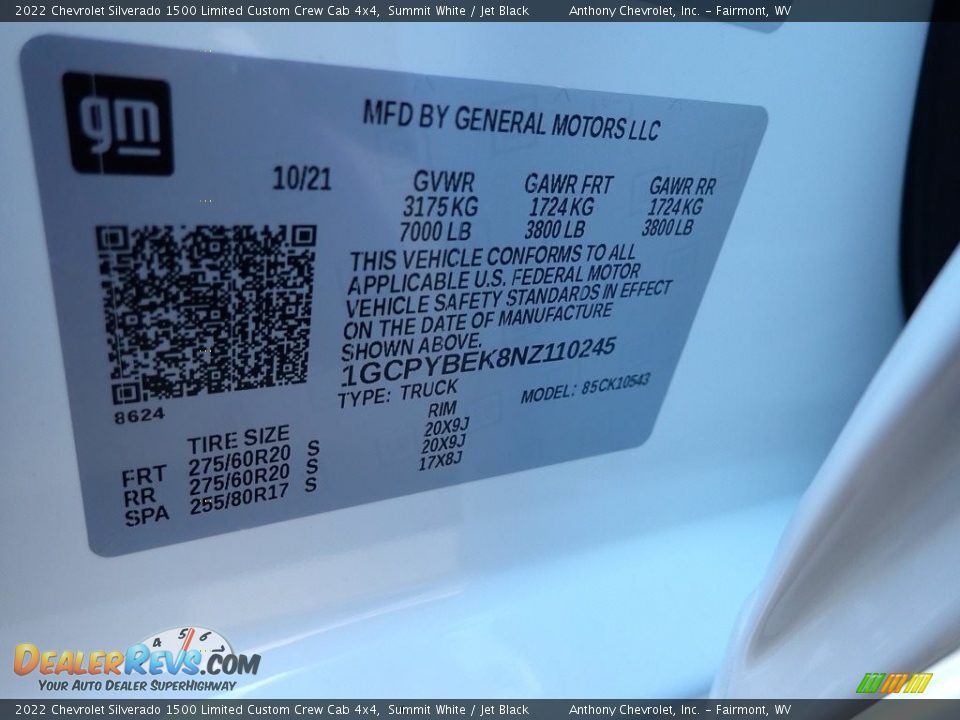 2022 Chevrolet Silverado 1500 Limited Custom Crew Cab 4x4 Summit White / Jet Black Photo #15