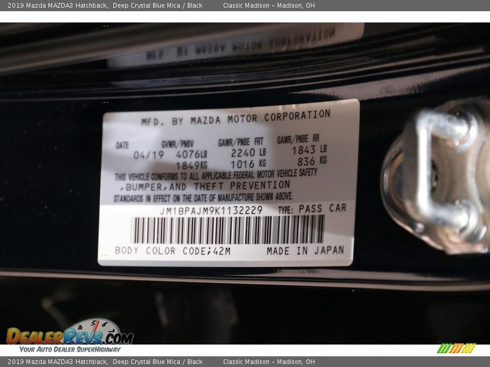 2019 Mazda MAZDA3 Hatchback Deep Crystal Blue Mica / Black Photo #20