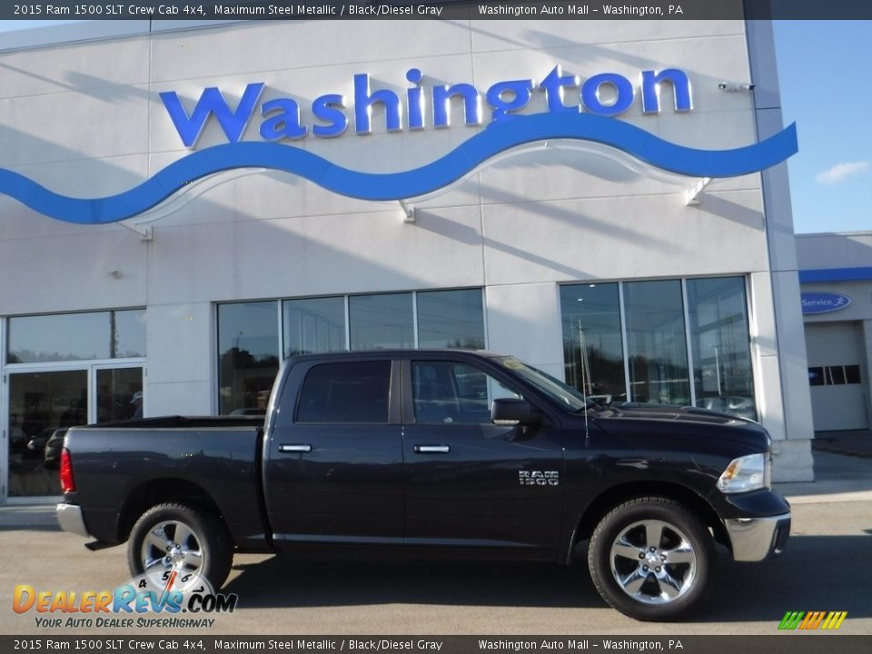 2015 Ram 1500 SLT Crew Cab 4x4 Maximum Steel Metallic / Black/Diesel Gray Photo #1