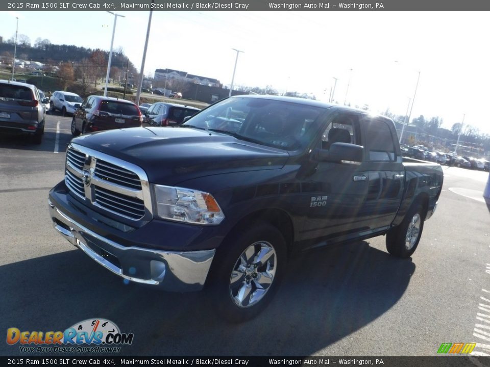 2015 Ram 1500 SLT Crew Cab 4x4 Maximum Steel Metallic / Black/Diesel Gray Photo #3