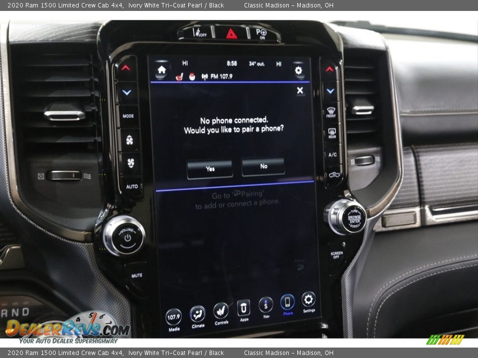 2020 Ram 1500 Limited Crew Cab 4x4 Ivory White Tri-Coat Pearl / Black Photo #15