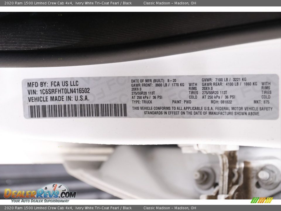 2020 Ram 1500 Limited Crew Cab 4x4 Ivory White Tri-Coat Pearl / Black Photo #26