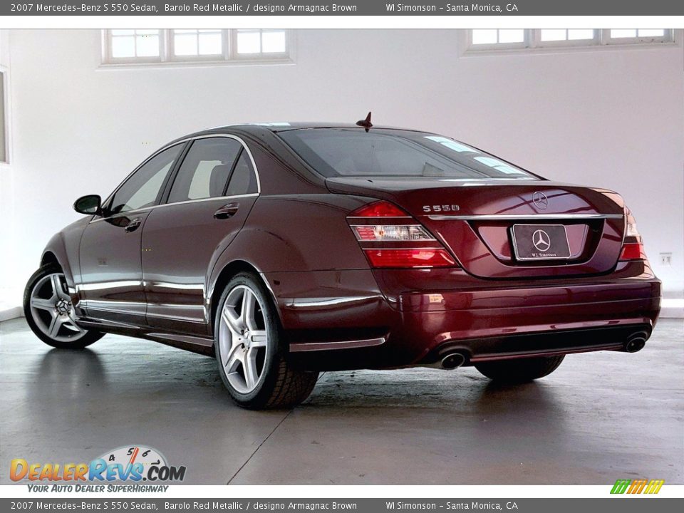 2007 Mercedes-Benz S 550 Sedan Barolo Red Metallic / designo Armagnac Brown Photo #10