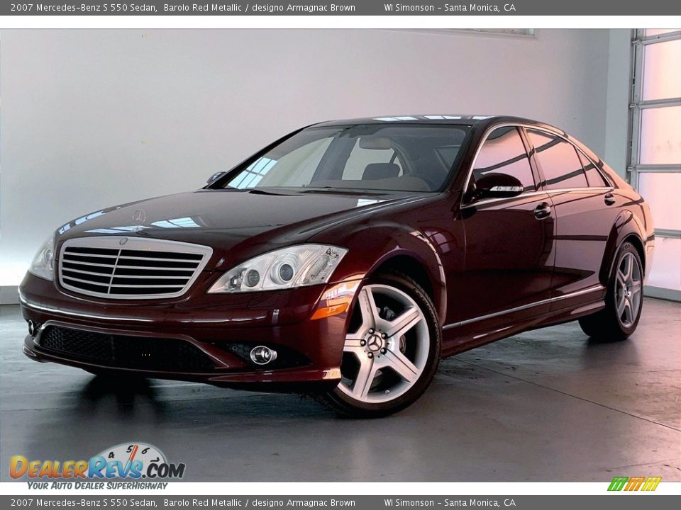 2007 Mercedes-Benz S 550 Sedan Barolo Red Metallic / designo Armagnac Brown Photo #12