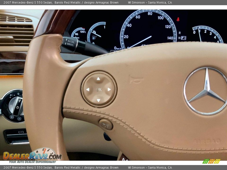 2007 Mercedes-Benz S 550 Sedan Barolo Red Metallic / designo Armagnac Brown Photo #21