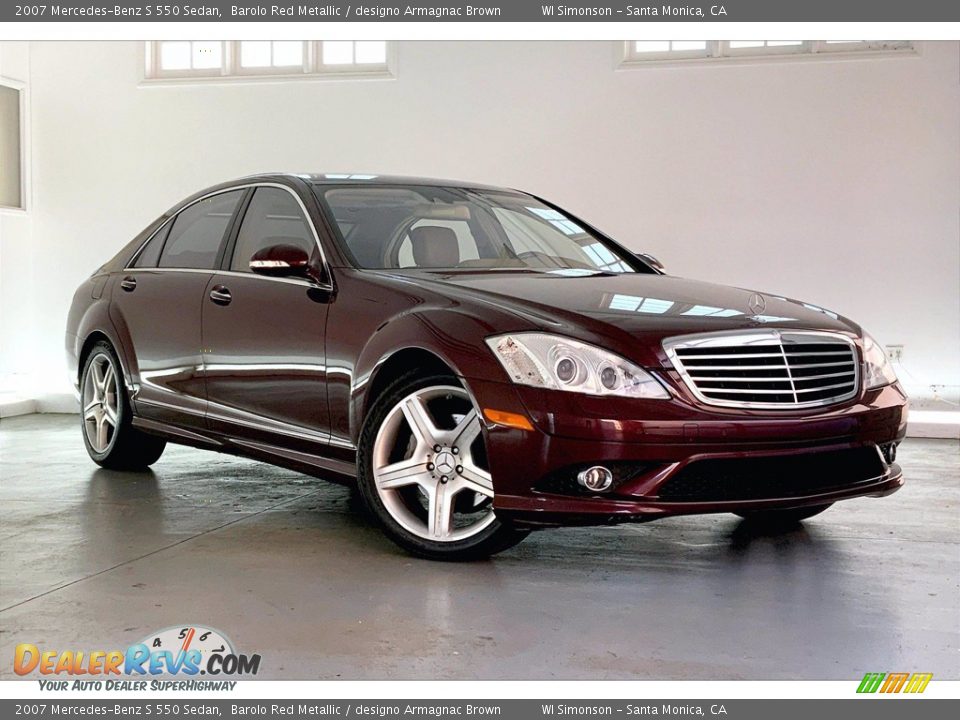 2007 Mercedes-Benz S 550 Sedan Barolo Red Metallic / designo Armagnac Brown Photo #34