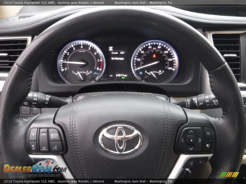 2019 Toyota Highlander XLE AWD Alumina Jade Metallic / Almond Photo #24