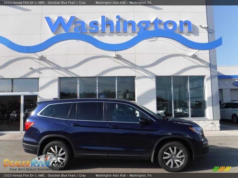 2020 Honda Pilot EX-L AWD Obsidian Blue Pearl / Gray Photo #2