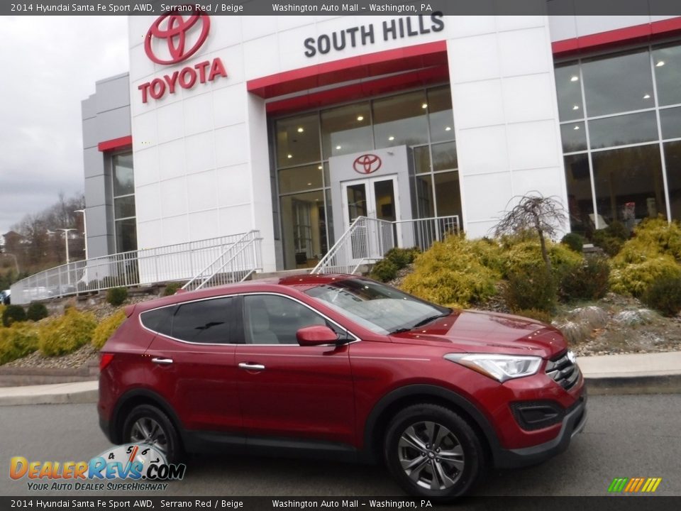 2014 Hyundai Santa Fe Sport AWD Serrano Red / Beige Photo #2