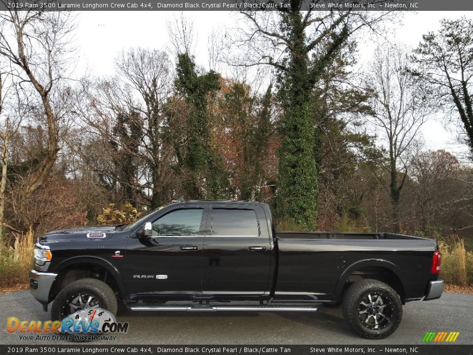 2019 Ram 3500 Laramie Longhorn Crew Cab 4x4 Diamond Black Crystal Pearl / Black/Cattle Tan Photo #1