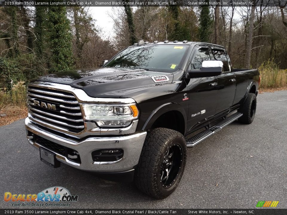 2019 Ram 3500 Laramie Longhorn Crew Cab 4x4 Diamond Black Crystal Pearl / Black/Cattle Tan Photo #3