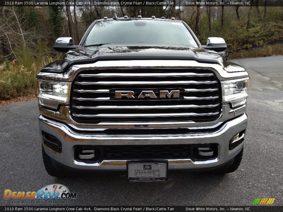 2019 Ram 3500 Laramie Longhorn Crew Cab 4x4 Diamond Black Crystal Pearl / Black/Cattle Tan Photo #4