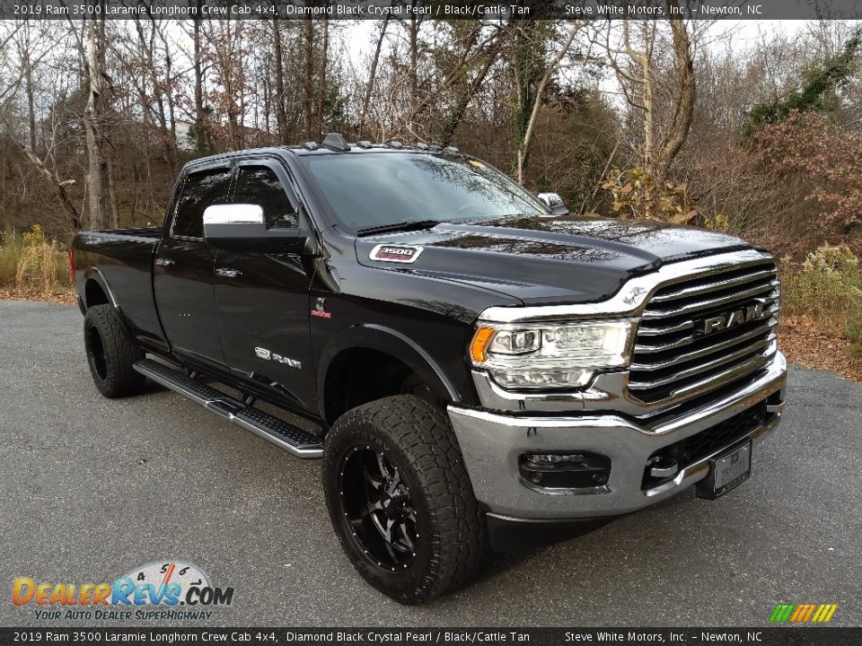 2019 Ram 3500 Laramie Longhorn Crew Cab 4x4 Diamond Black Crystal Pearl / Black/Cattle Tan Photo #5