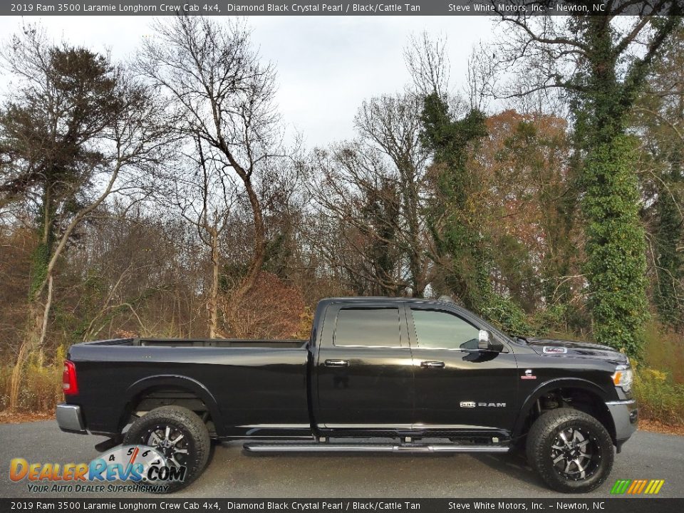 2019 Ram 3500 Laramie Longhorn Crew Cab 4x4 Diamond Black Crystal Pearl / Black/Cattle Tan Photo #6