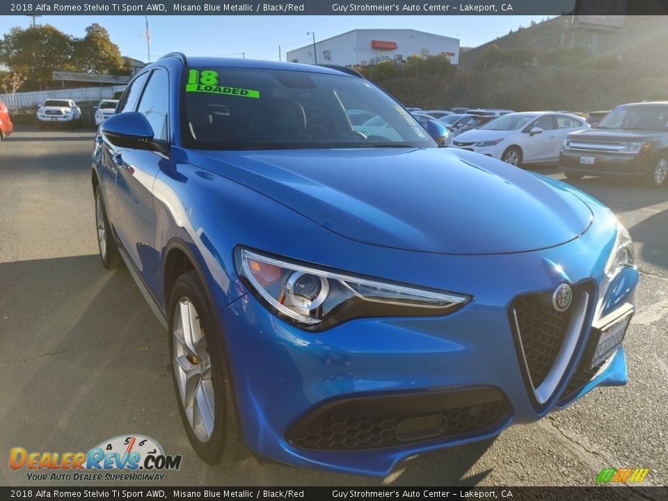 2018 Alfa Romeo Stelvio Ti Sport AWD Misano Blue Metallic / Black/Red Photo #1