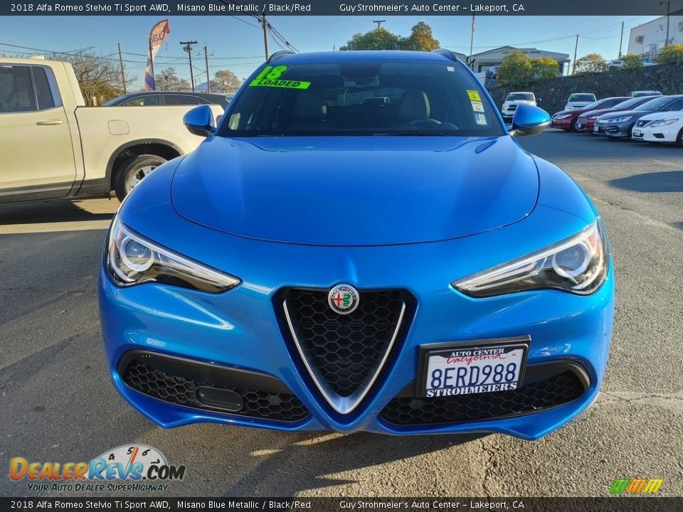 2018 Alfa Romeo Stelvio Ti Sport AWD Misano Blue Metallic / Black/Red Photo #2