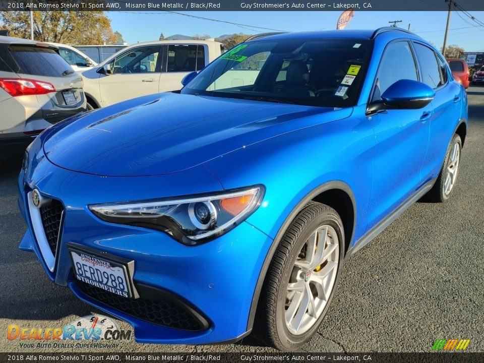 2018 Alfa Romeo Stelvio Ti Sport AWD Misano Blue Metallic / Black/Red Photo #3