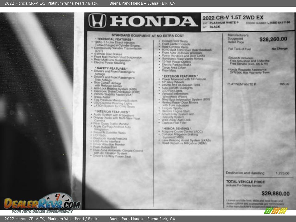 2022 Honda CR-V EX Platinum White Pearl / Black Photo #36