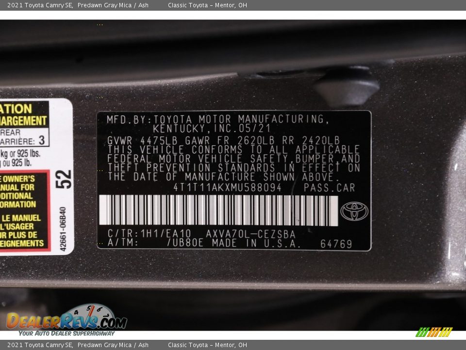 2021 Toyota Camry SE Predawn Gray Mica / Ash Photo #19