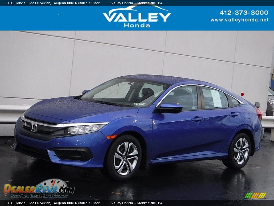 2018 Honda Civic LX Sedan Aegean Blue Metallic / Black Photo #1