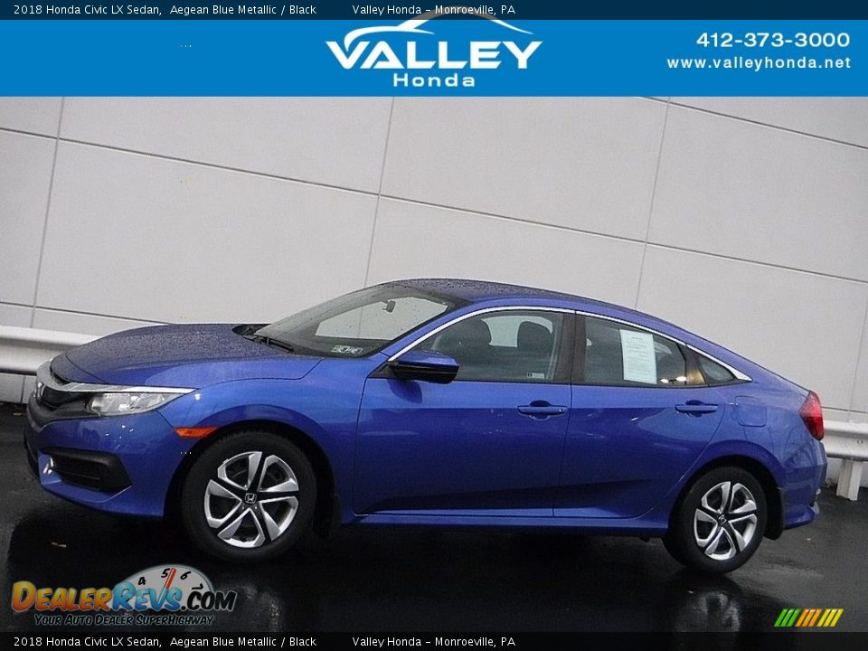 2018 Honda Civic LX Sedan Aegean Blue Metallic / Black Photo #2
