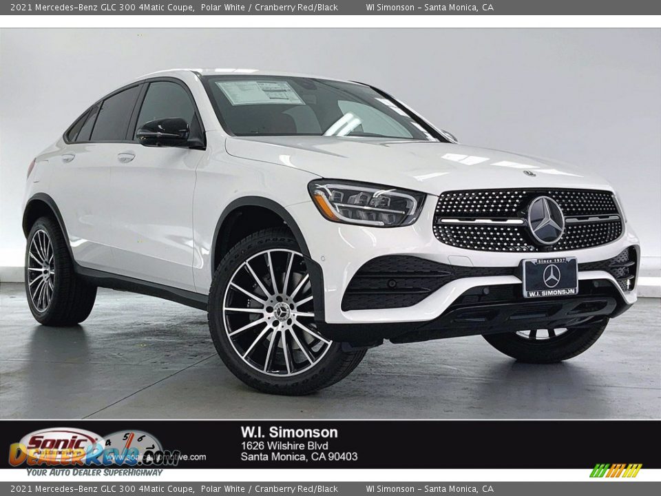 2021 Mercedes-Benz GLC 300 4Matic Coupe Polar White / Cranberry Red/Black Photo #1