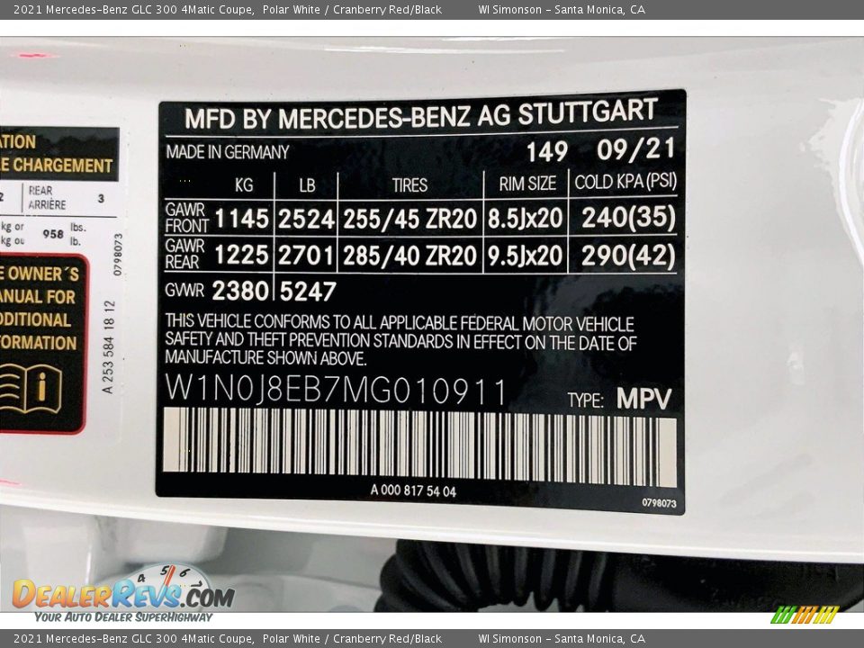 2021 Mercedes-Benz GLC 300 4Matic Coupe Polar White / Cranberry Red/Black Photo #11