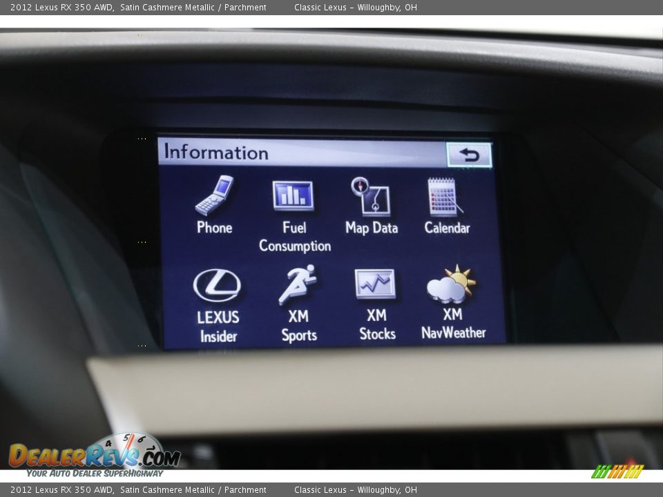 2012 Lexus RX 350 AWD Satin Cashmere Metallic / Parchment Photo #11