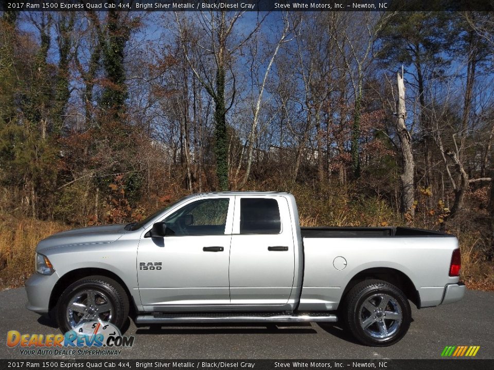 2017 Ram 1500 Express Quad Cab 4x4 Bright Silver Metallic / Black/Diesel Gray Photo #1