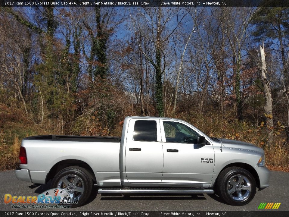 2017 Ram 1500 Express Quad Cab 4x4 Bright Silver Metallic / Black/Diesel Gray Photo #5