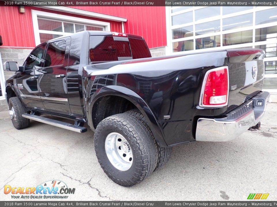2018 Ram 3500 Laramie Mega Cab 4x4 Brilliant Black Crystal Pearl / Black/Diesel Gray Photo #2