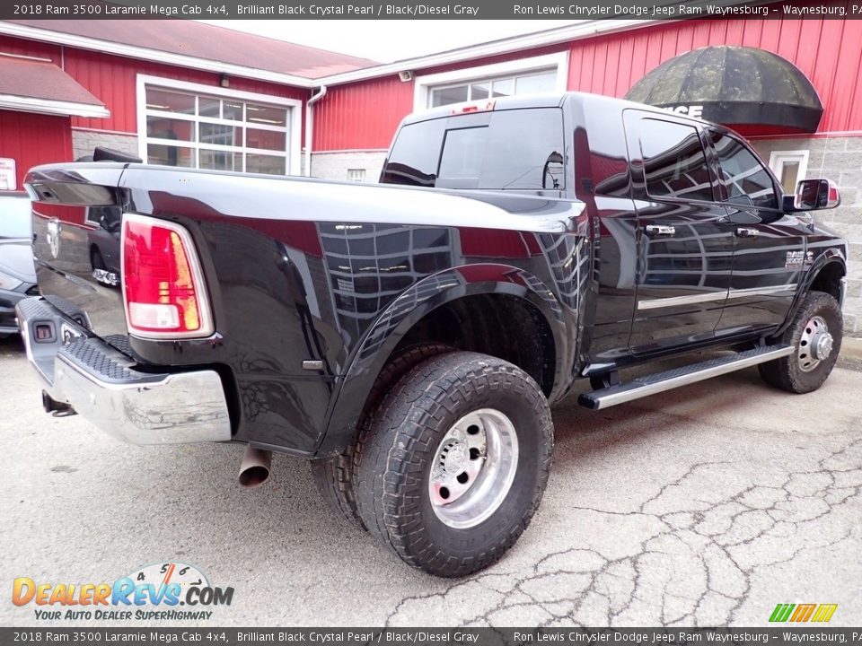 2018 Ram 3500 Laramie Mega Cab 4x4 Brilliant Black Crystal Pearl / Black/Diesel Gray Photo #3