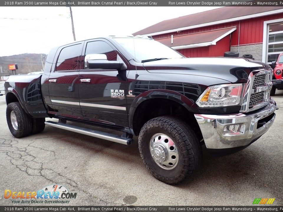 2018 Ram 3500 Laramie Mega Cab 4x4 Brilliant Black Crystal Pearl / Black/Diesel Gray Photo #4