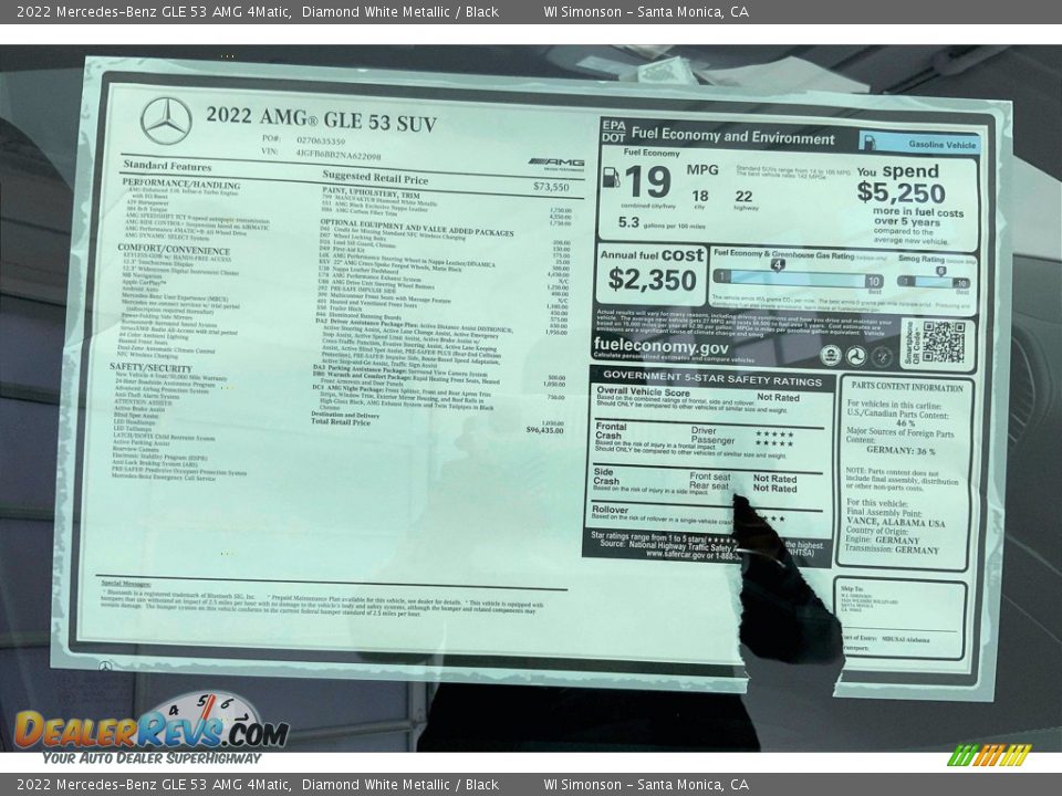 2022 Mercedes-Benz GLE 53 AMG 4Matic Window Sticker Photo #13