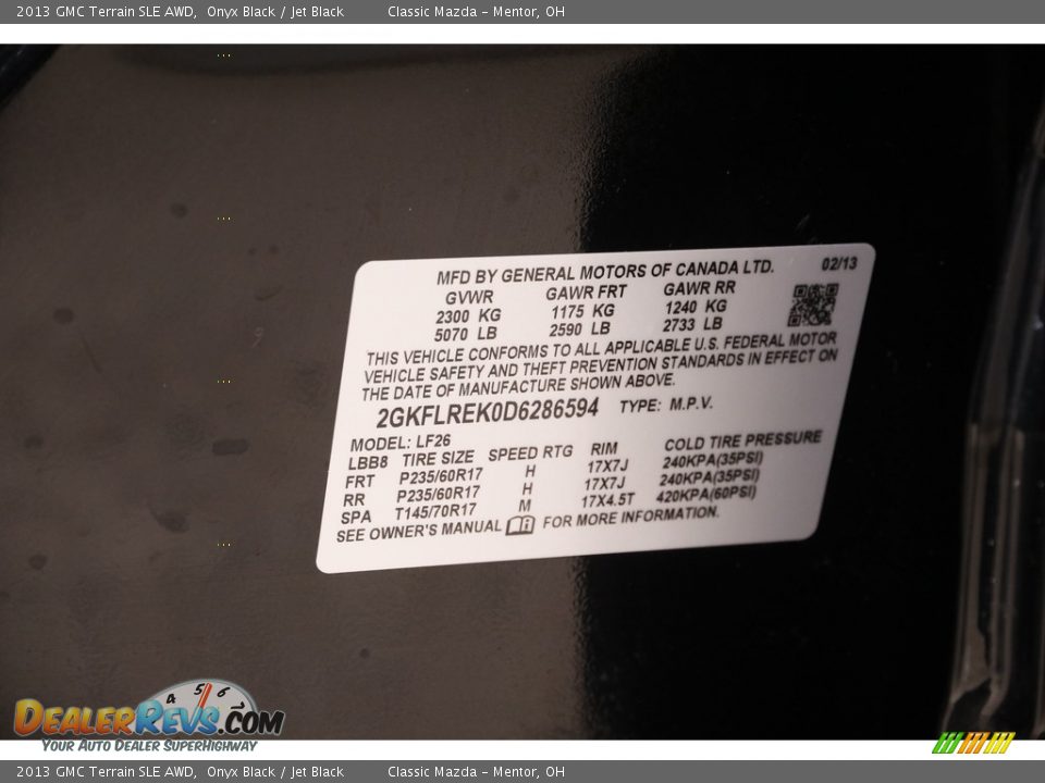 2013 GMC Terrain SLE AWD Onyx Black / Jet Black Photo #19