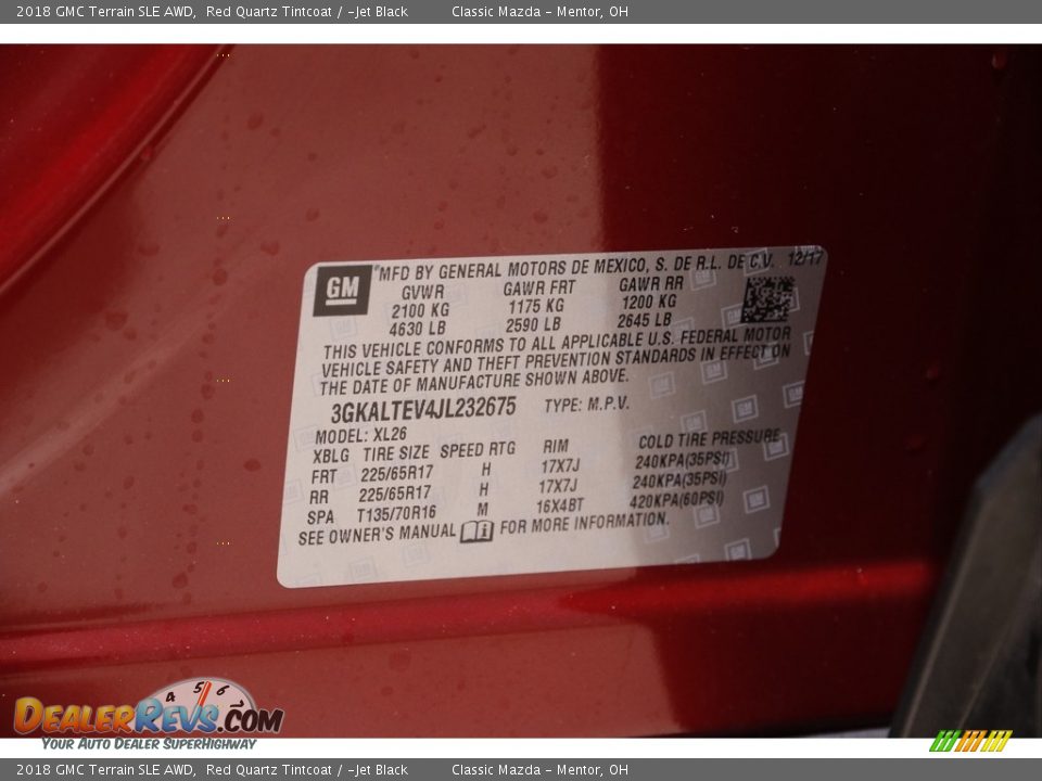 2018 GMC Terrain SLE AWD Red Quartz Tintcoat / ­Jet Black Photo #19