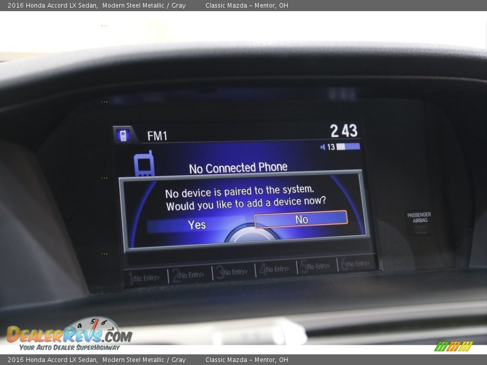 2016 Honda Accord LX Sedan Modern Steel Metallic / Gray Photo #11
