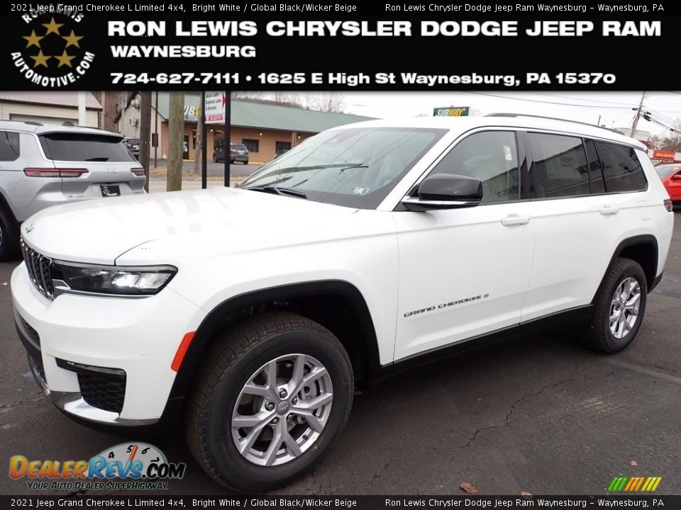 2021 Jeep Grand Cherokee L Limited 4x4 Bright White / Global Black/Wicker Beige Photo #1