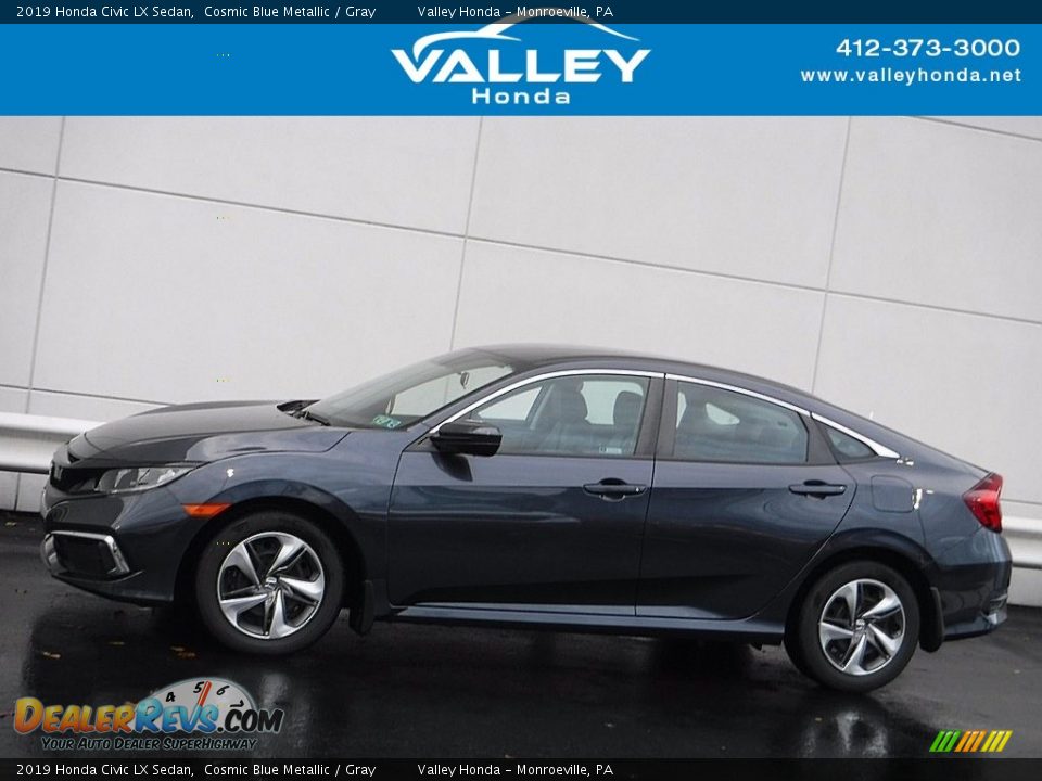 2019 Honda Civic LX Sedan Cosmic Blue Metallic / Gray Photo #2